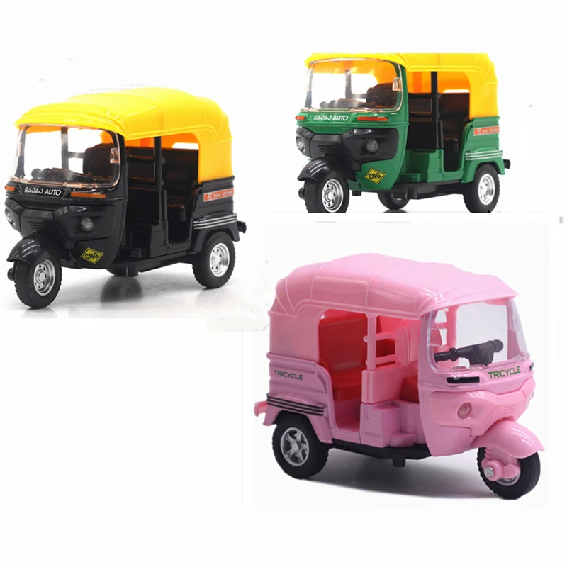 Alloy Three-Wheeled Motorcycle Pull Back Car With Light Music Model Toy Car Model Kids Gift Collectible Decoration