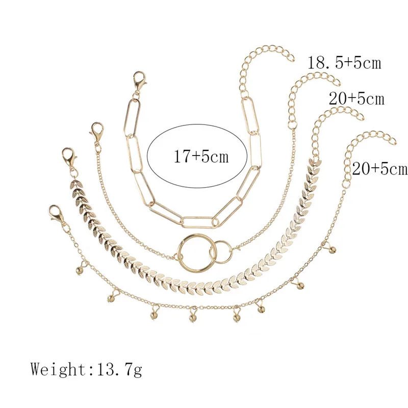 Modyle 4 шт./компл. в богемном стиле простой Золотистый металлический браслет набор для Для женщин панк Винтаж Браслеты браслеты, ювелирное изделие, подарок
