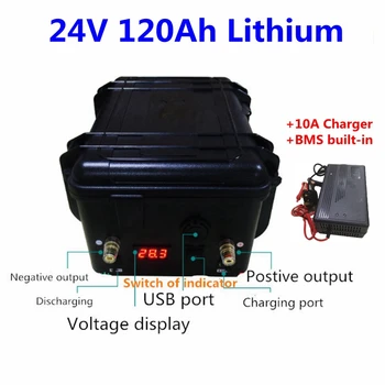 

GTK 24V 120Ah lithium li ion battery pack with USB for outdoor power supply caravan RV motorhome backup power UPS+10A charger