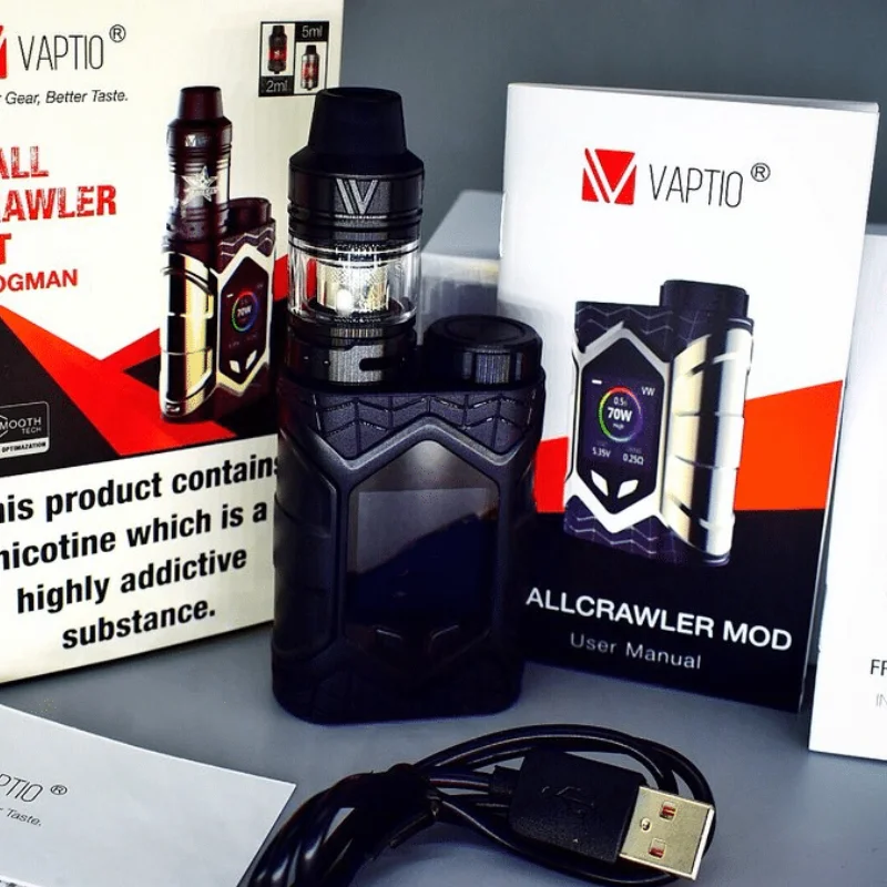 Электронная сигарета Vaptio Wall Crawler 80 Вт скорость обжига 0 005 с распылитель 2/5 мл экран