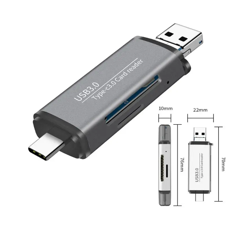 Тип C и micro USB 3,0 высокоскоростной 3в1 OTG кард-ридер для карт памяти SDXC, SD, MMC, Micro SD, Micro SDHC карты