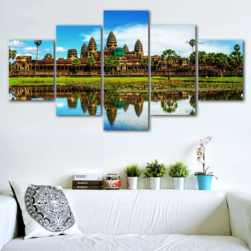 5 шт. напечатанный холст Angkor Wat храмы картина, украшение для комнаты печать плакат настенное искусство