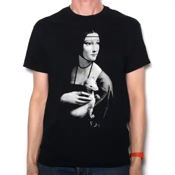 

Leonardo De Vinci T Shirt - Lady With An Ermine Monochrome Fine Art T shirt