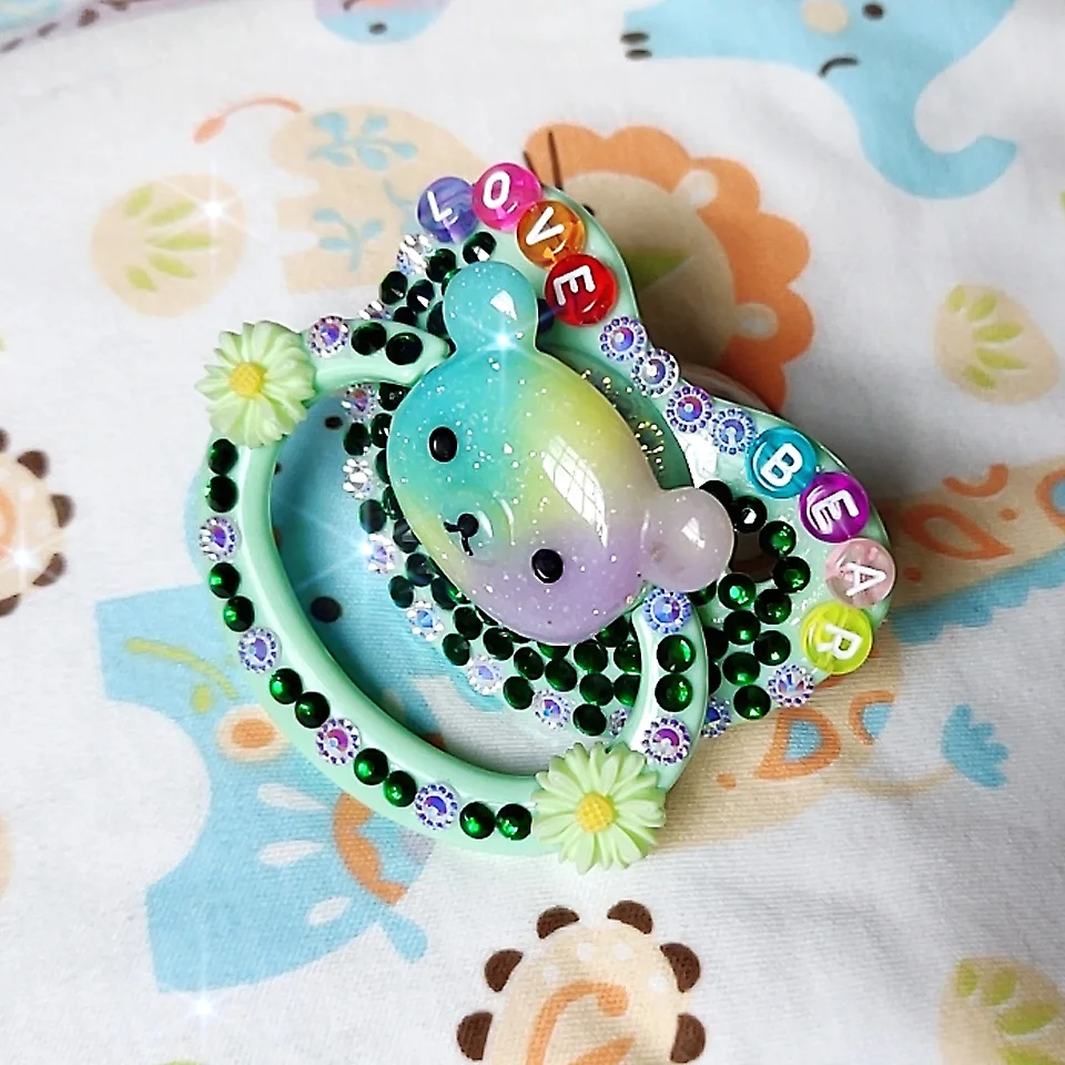 DDLG соска для взрослых Размер зеленая любовь медведь ABDL детей Daddys девушка мама Дом