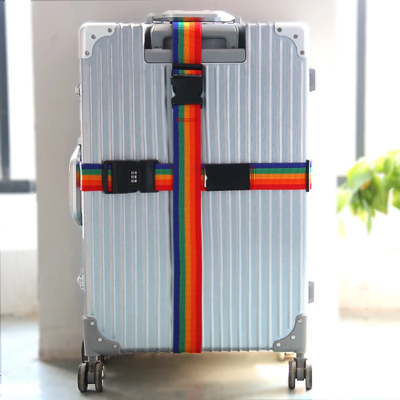 Защитные нейлоновые ремни для чемодана с 3 паролями, ремни безопасности для багажа с регулируемой пряжкой, аксессуары для путешествий - Цвет: RWM