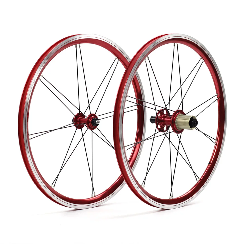 red rim red hub Silverock сплав 2" 406 колеса 100 мм 130 мм обода V тормоза для мини Velo складной лежачий велосипед Minivelo колеса - Цвет: red rim red hub