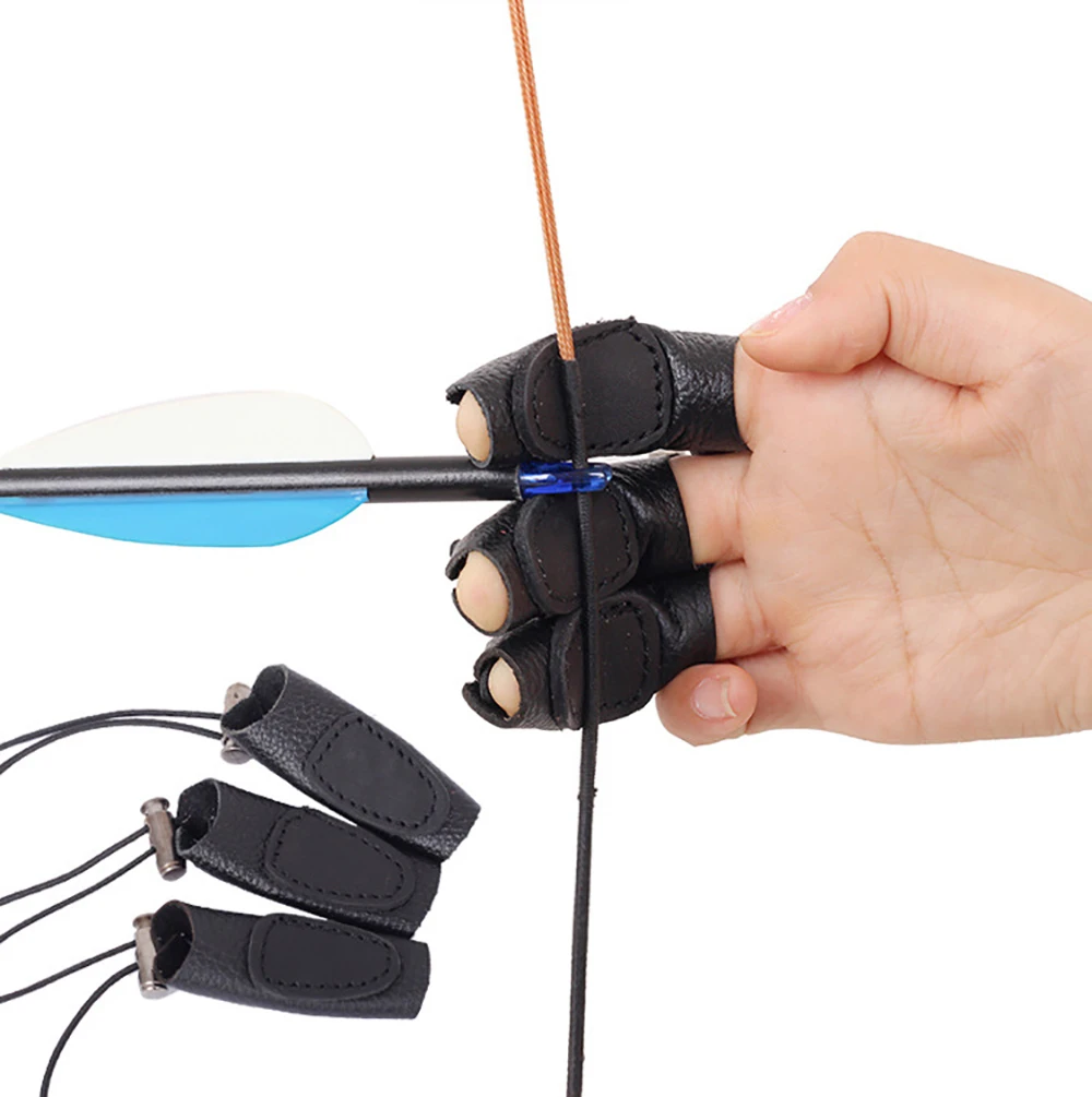 3pcs Real Cow Leather Finger Protector Shooting Glove Finger Guard Recurve Bow Hunting Archery Accessories Bow Arrow Aliexpress