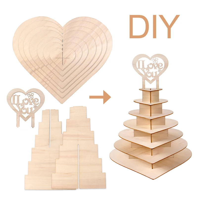 PATIMATE Wooden Love Chocolate Candy Display Stand For Wedding Table Decor Rustic Wedding Party Sup