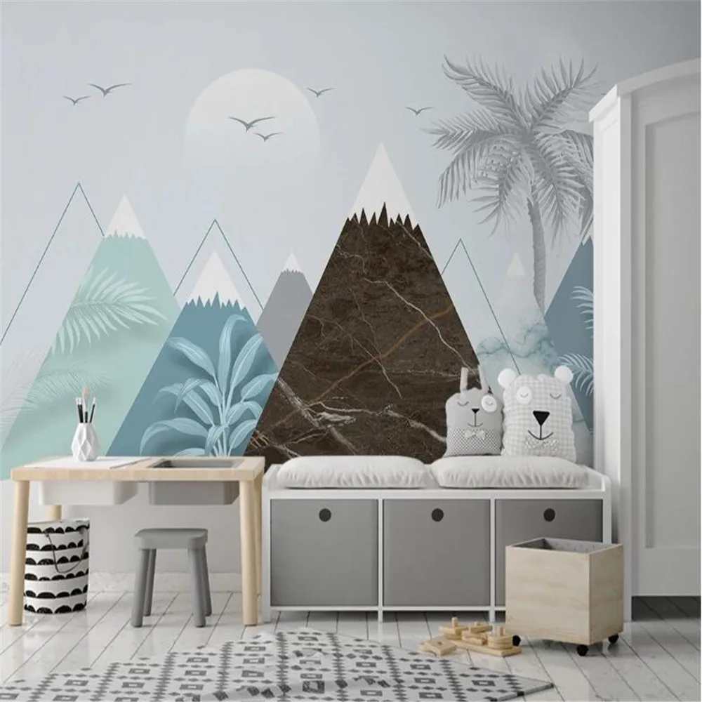 Milofi custom wallpaper mural Nordic abstract modern geometric triangle tropical plant personality living room background wall