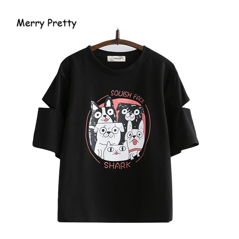 MERRY PRETTY Cotton Women's Cartoon Print Harajuku T Shirts Summer Short Sleeve O-Neck T Shirt Femme Basic Tops Tees