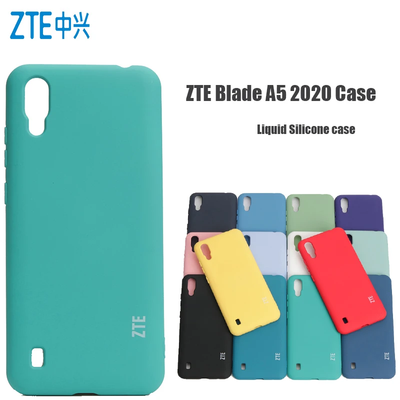 wallet phone case ZTE Blade A5 2020 Case High Quality Liquid Silicone Case Silky Soft-Touch Back Cover For ZTE A5 2020 Phone Shell cell phone lanyard pouch