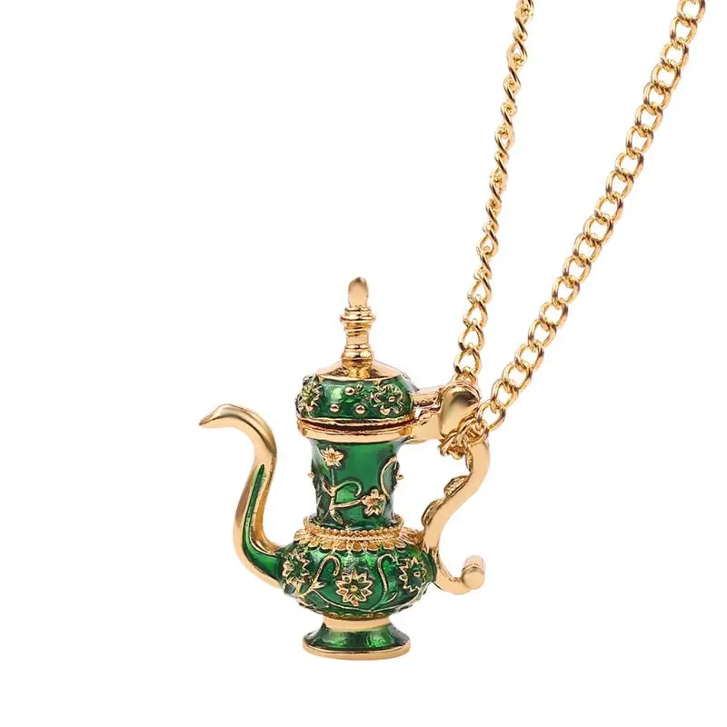 

Charm Women Necklace Retro Small Teapot Shape Pendant Long Chain Jewelry Y1AC