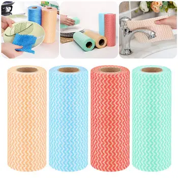 

50pcs Cleaning Cloths Household Cleaning Rag Tools Wipe Roll Disposable Kitchen Non-woven Fabric Cleaning Dishcloth