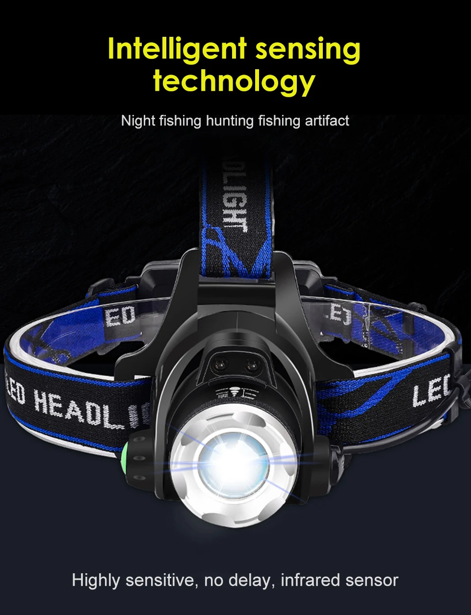 SUNYIMA LED Headlight T6 Zoom Led Headlamp Body Motion Sensor Headlight Camping Flashlight Head Light Torch Lamp With USB