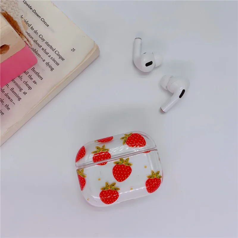 Чехол с клубникой, лимоном, вишней, персиком для Airpods Pro, bluetooth-гарнитура, чехол для зарядки, прозрачный жесткий защитный чехол