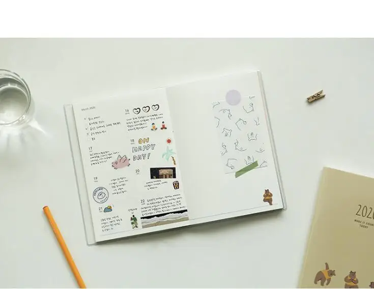 Милый ежемесячный недельный планировщик с животными из мультфильмов, Kawaii notebook 152 P