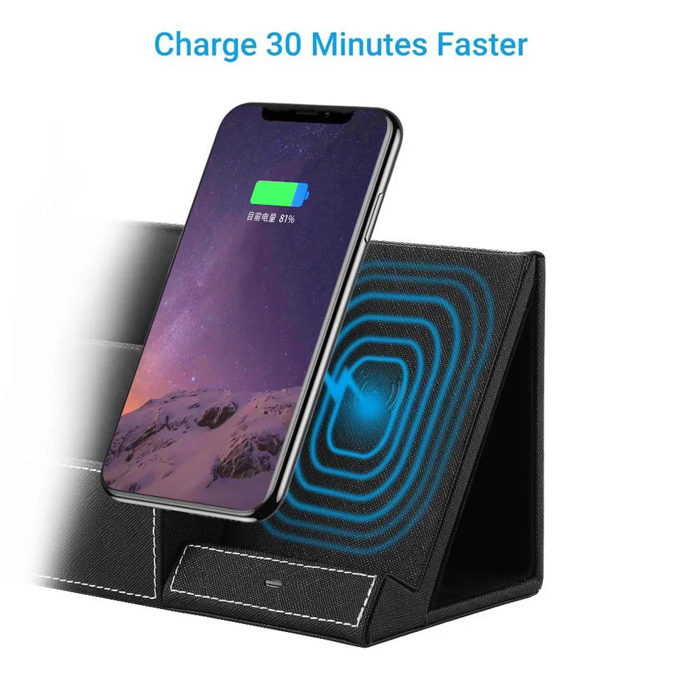 

Qi 10W Fast Wireless Charger Multi-function Pen Holder Organizer For Iphone 8 plus X XS Max XR For Galaxy S9 S8 S7 Edge