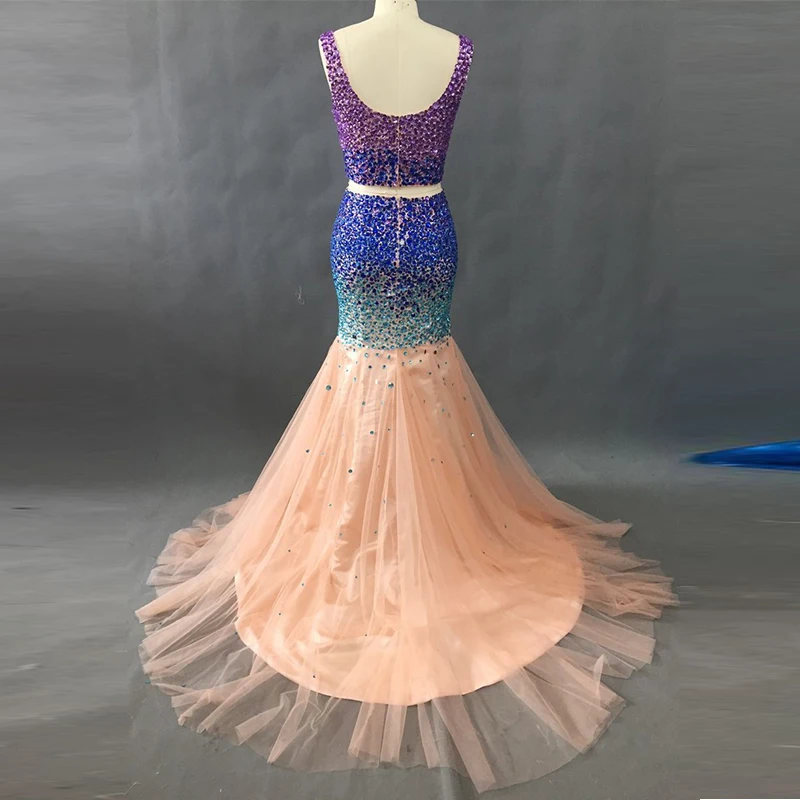 Heigh Qality robe de soiree роскошные постельные принадлежности красочные ручной работы вечернее платье 2 picese Тюль вечернее платье es длинное платье на молнии