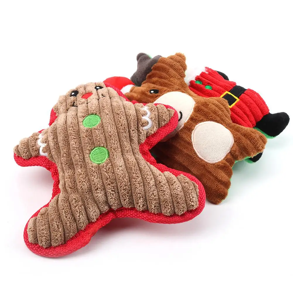 AsyPets Рождественская серия Милая мультяшная устойчивая к укусам Жевательная плюшевая игрушка для домашних животных собак