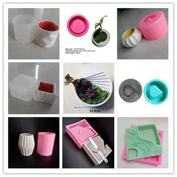 

Concrete Flowerpot Silicone Mold Handmade Desktop Cement Planter Molds Flower Pot Vase Making Mould