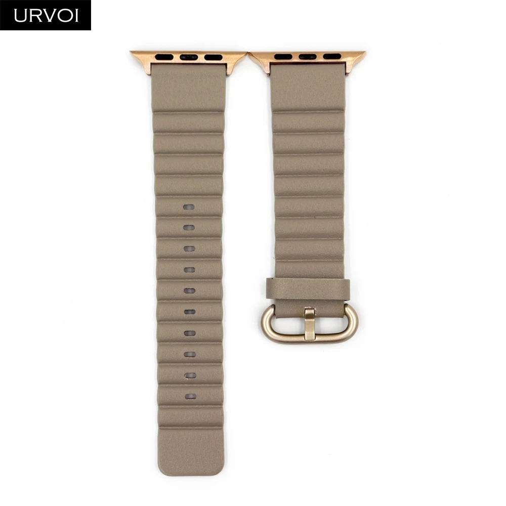 URVOI ремешок для Apple Watch 5 4 3 2 1 pu кожаный ремешок для iWatch 40 44 мм Современная Классическая Пряжка conforatble feel - Цвет ремешка: Stone