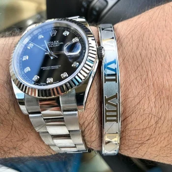 

Open Design Men Women Hip Hop Punk Bracelet Bangle Titanium Steel Roman Letter Couple Bangle Bracelet For Men Women Jewelry Gift