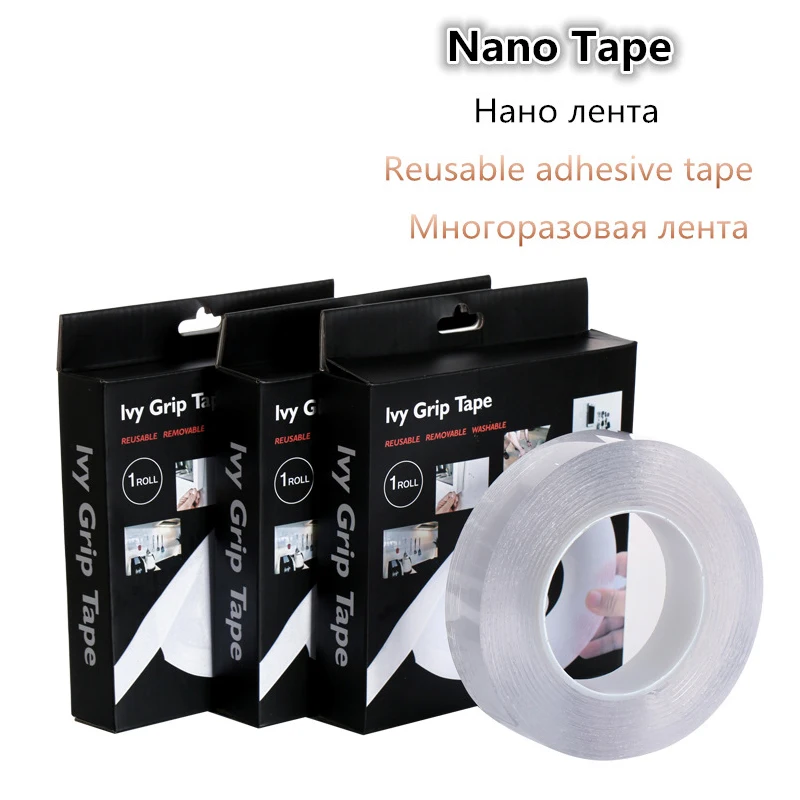 Nano Magic Tape Gel Grip Traceless Removable Clea Double-Sided Adhesive Washable 