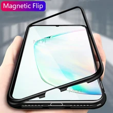 Магнитный чехол на Note10Plus, чехол на магните, металлический флип-чехол для samsung Galaxy Note 10 Plus Note10+ Note10 Plus 10+ N975 N970 чехол