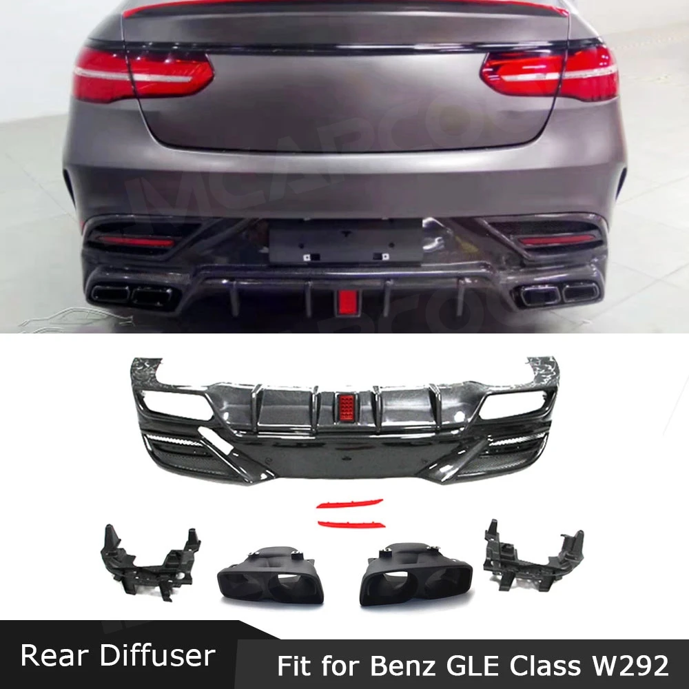 Carbon Fiber Hinten Lip Diffusor Mit Auspuff Tipps Muffer Fur Mercedes Benz Gle Klasse W292 Gle350 Gle63 Amg Coupe 2016 2019 Bumpers Aliexpress