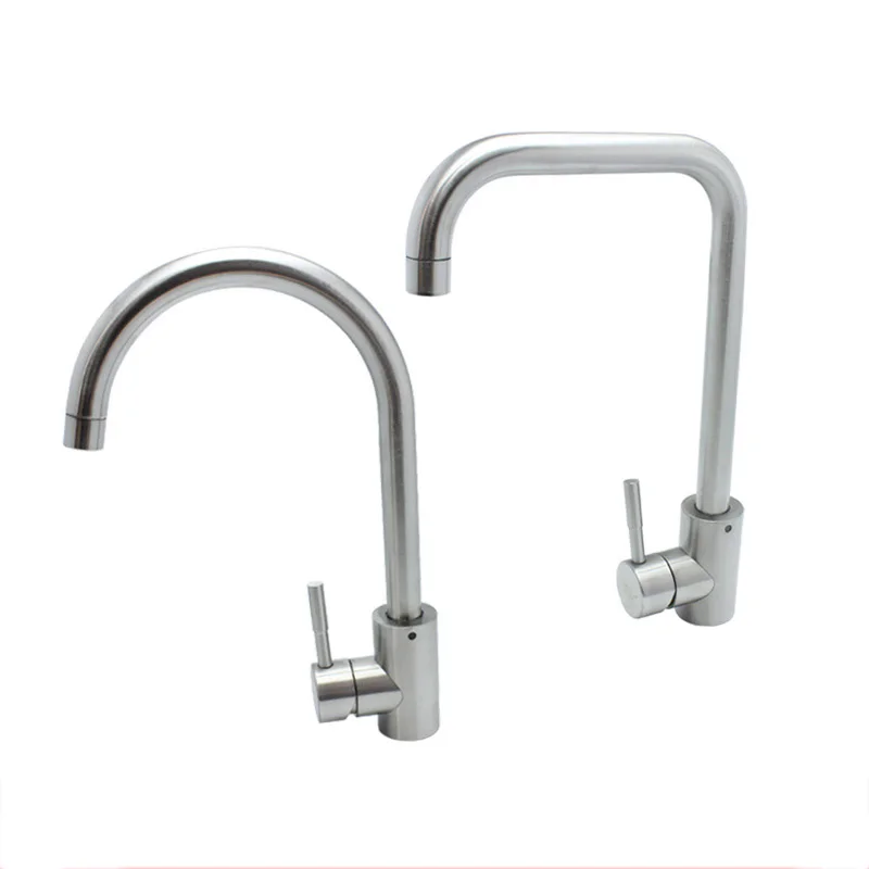 

Kitchen Sink Hot and Cold Faucet Stainless Steel Single Bore Rotating Brushed Faucets Kitchen Mixer Deck Mounted Sink Tap New