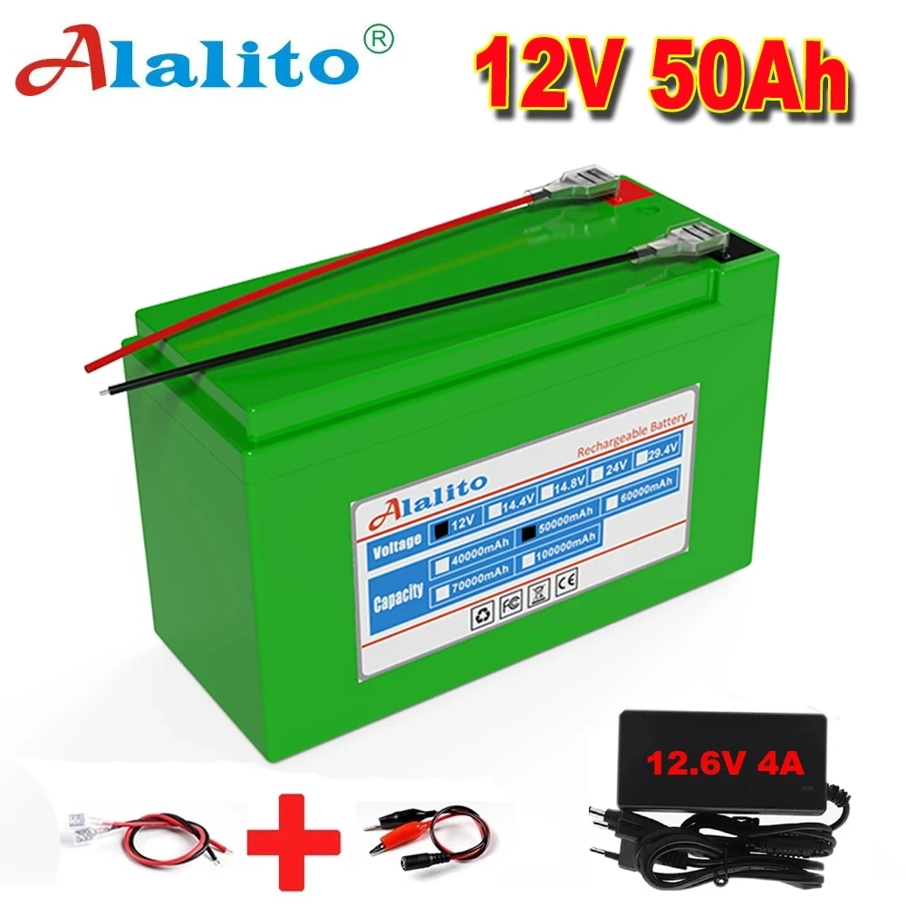 12V 50Ah 18650 lithium battery pack 3S6P built-in high current 30A BMS for sprayers electric vehicle batterie+12.6V charger | Электроника