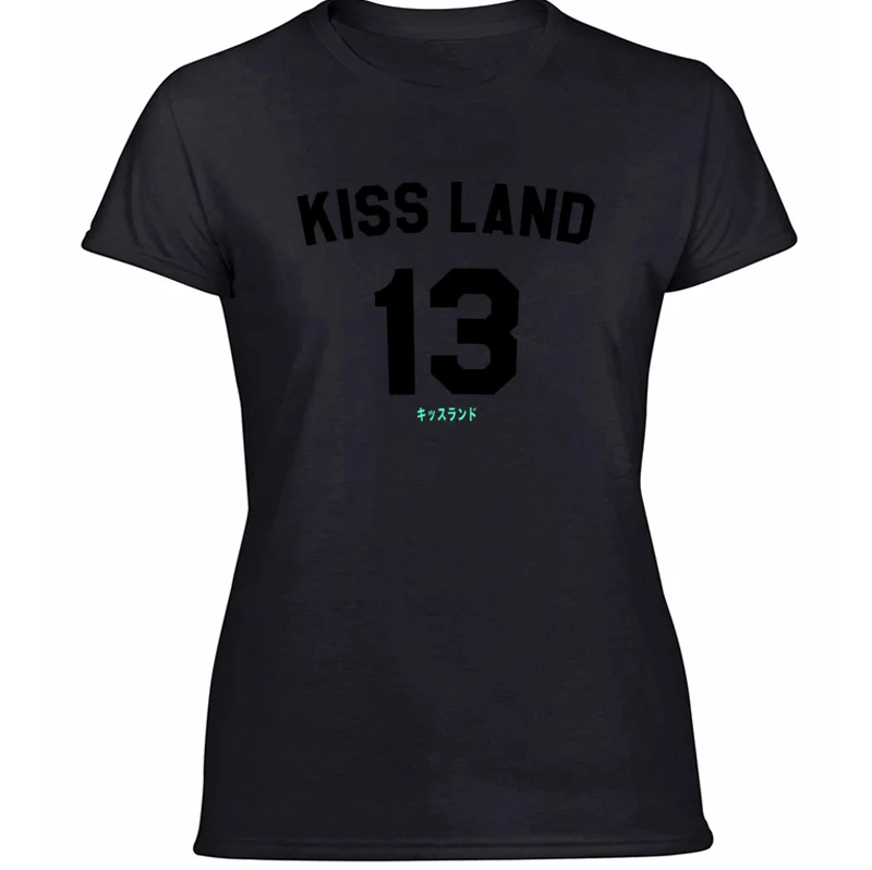 Футболка с принтом Humor kiss land,, одноцветная, размер S-5xl, с буквенным принтом, Мужская футболка, хлопок, Круглый ворот, топ, футболка