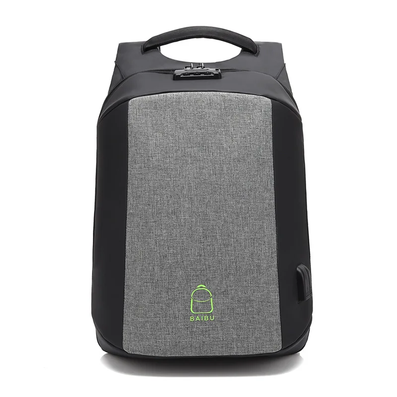 Серый New Design Business Men Backpack 15.6'' Laptop Anti-theft Backpacks USB Charge Fashion School Bags Large Capacity Travel Mochila - Цвет: Серый