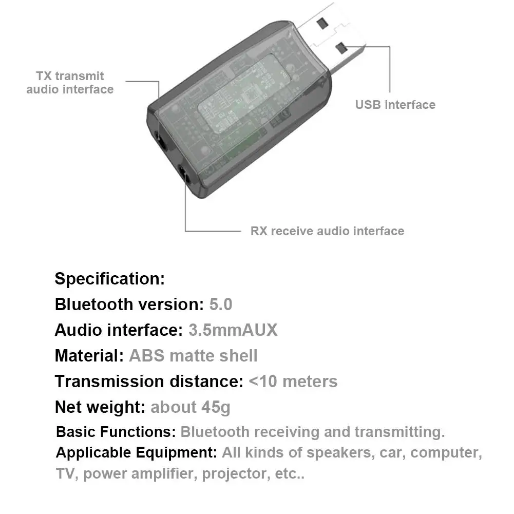 USB Bluetooth 5,0 передатчик приемник 2 в 1 беспроводной аудио адаптер 3,5 мм AUX для ТВ наушники для ПК домашний стерео автомобиль HIFI аудио