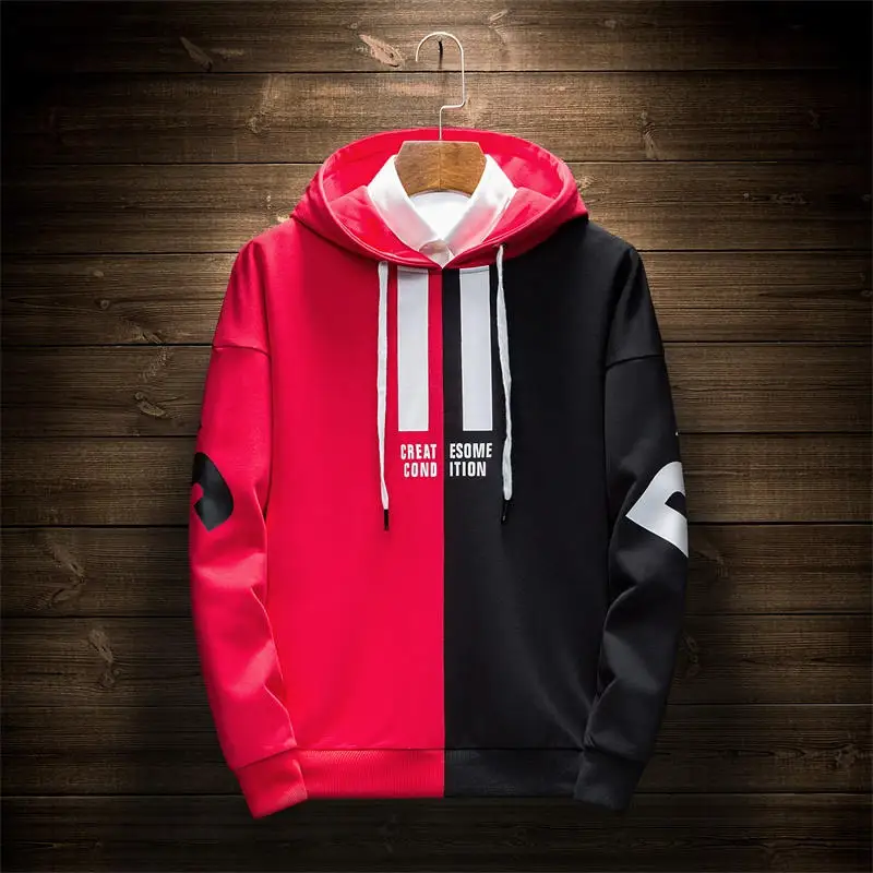 Red Hoodie men SingleRoad мужские толстовки с капюшоном Весенняя Японская уличная одежда Лоскутная Повседневная Толстовка мужская хип-хоп желтая Толстовка спортивный костюм для мужчин - Цвет: Red Hoodie men