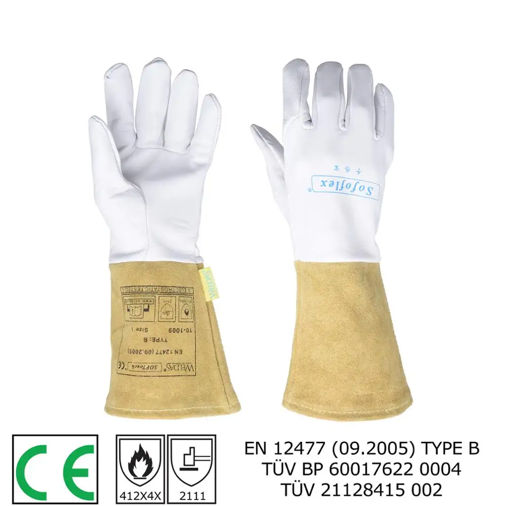 TIG Welding Gloves 34cm(13.4") Goatskin Palm Cowhide