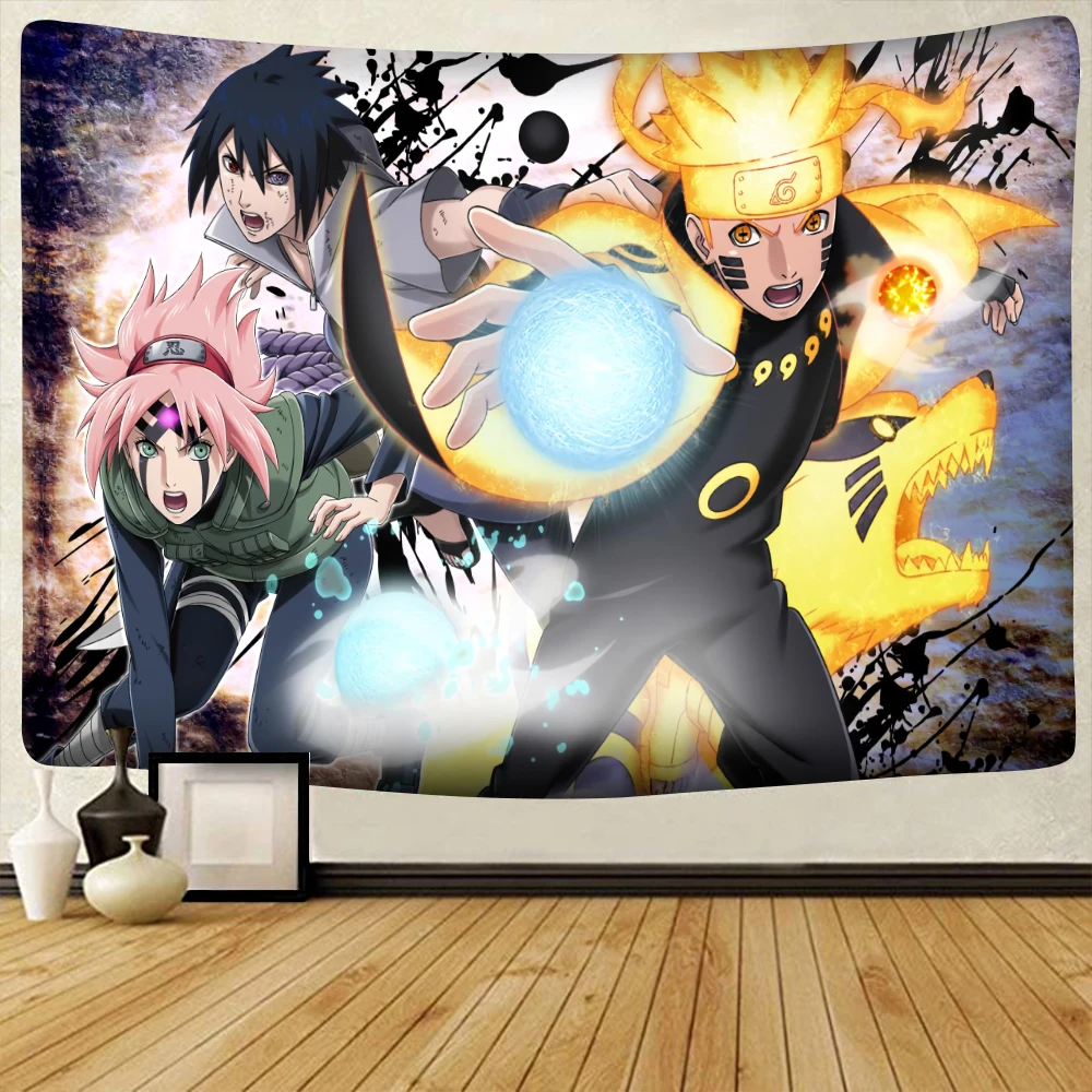Anime Naruto Team Kakashi Printed Home Decor Tapestry Wall Hanging Sheets Picnic Blanket Hippie Macrame Psychedelic