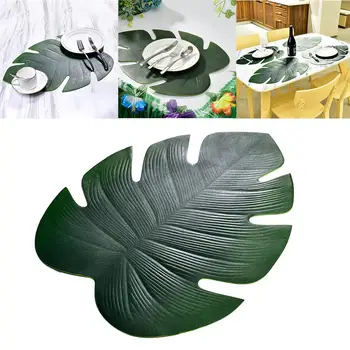 

Simulation Leaf Shape Placemat Waterproof And Oilproof EVA Western Food Mat Turtle Back Insulation Placemat Table Decoration
