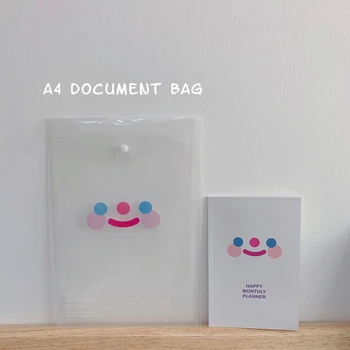

Ins Cloud Smiling Face File Bag A4 Transparent PP Folder Large Capacity Simple Button Student Books Materials Papers Storage Bag