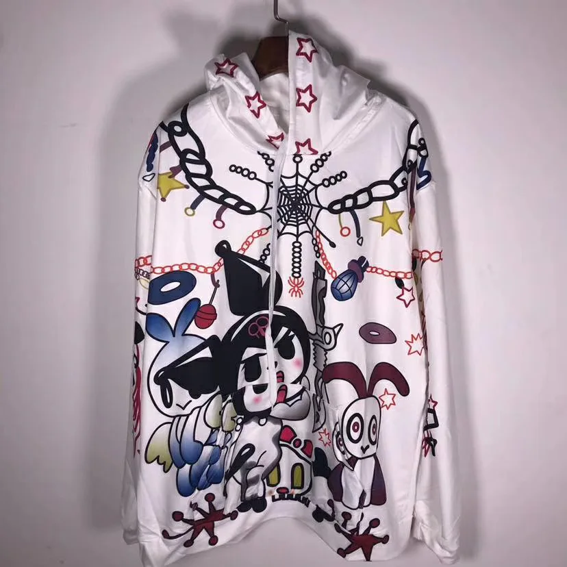 puppy hoodie Худи в стиле хип-хоп Харадзюку с черепом, ручная роспись, граффити, комикс, ангел, щенок, большие толстовки - Цвет: puppy hoodie