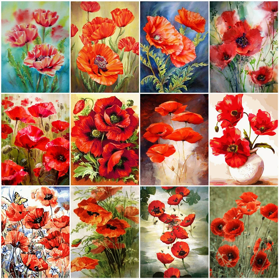 AZQSD Painting By Number Canvas Kits DIY Flowers Unique Gift Unframe
