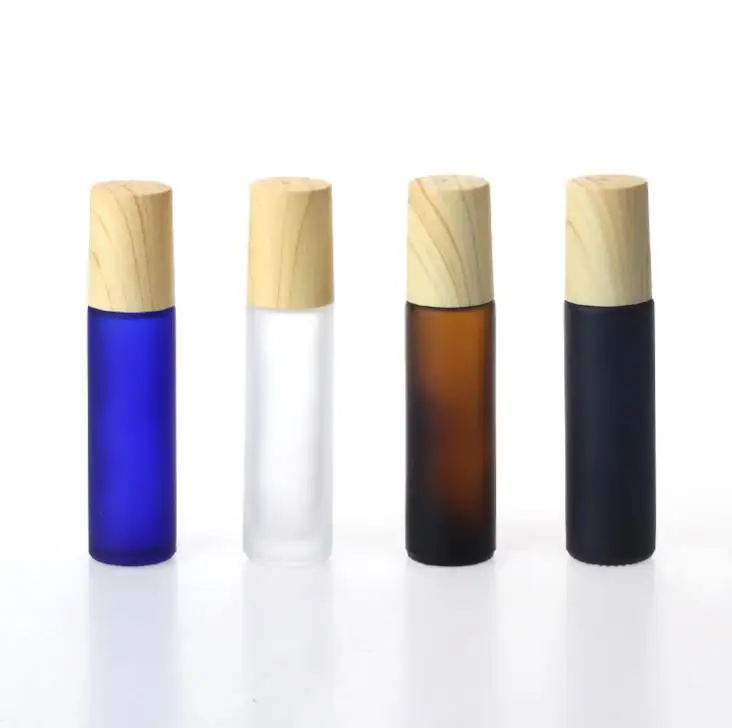 Frosted Black Clear Blue Amber 10 ml Metal Roller Perfume Bottles For Essential Oils Rolling 1 3 OZ Roll-on Glass SN3205 | Дом и сад