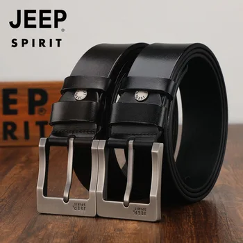 

JEEPSPIRIT Luxury Brand Genuine Leather Belt Men Two Layer Cowhide Mens Pin Buckle Waist Belt Black Coffee Belt For Men