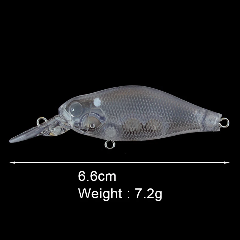 Minnow заготовки наживок 10 шт./партия 6,6 см 7,2 г Неокрашенная Приманка Minnow тела пластиковые прозрачные DIY жесткая приманка искусственная приманка