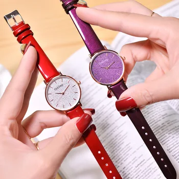 

Scrub Dial Design Women Fashion Watches Simple Elegant Ladies Quartz Wristwatches Qualities Female Pu Leather Clock Gifts
