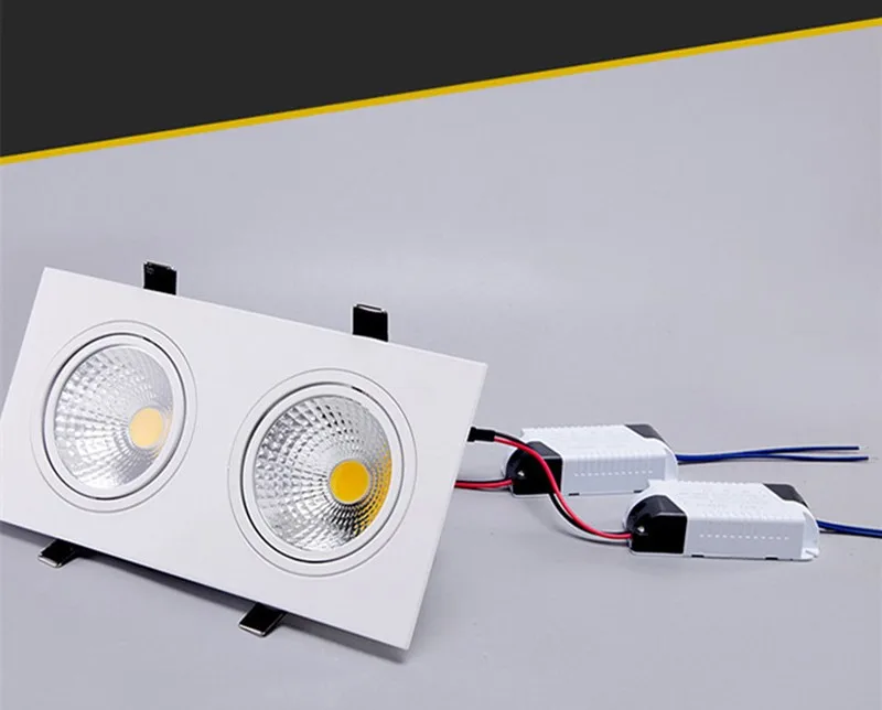 Square Bright Recessed Double LED Dimmable Square Downlight COB 10W 20W LED Spot light decoration Ceiling Lamp AC 85- 265V