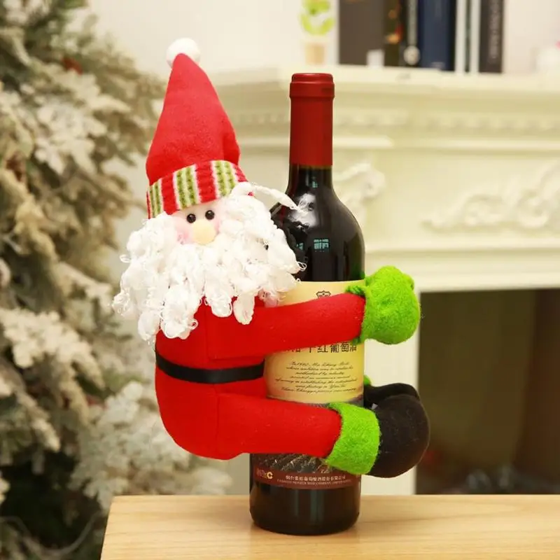 Christmas Party Wine Decoration Wide Scope of Application Creative Unique Large Bottle Santa Claus Snowman Home Ornaments - Цвет: Bottle doll-B