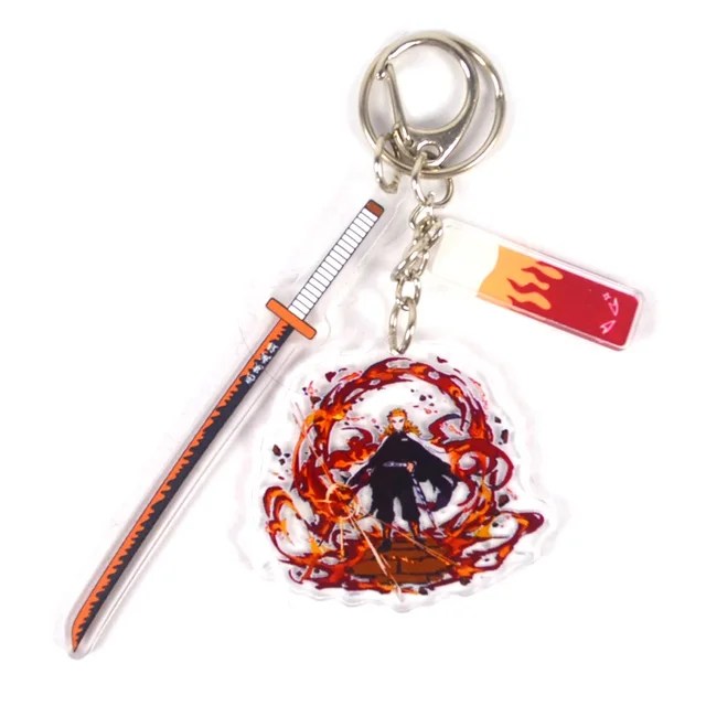 Anime Demon Slayer Kamado Tanjirou Kimetsu No Yaiba Pendant Keychains Acrylic Cartoon Key Chain Decoration Keyring Prop Gift 3
