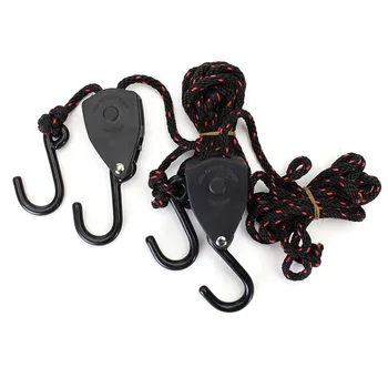 

1pcs Adjustable 1/8inch Lanyard Hanging For Tent Fan Grow Plant Lamp Pulley Rope Ratchet Hanger Pulley Lifting Pulley Hook