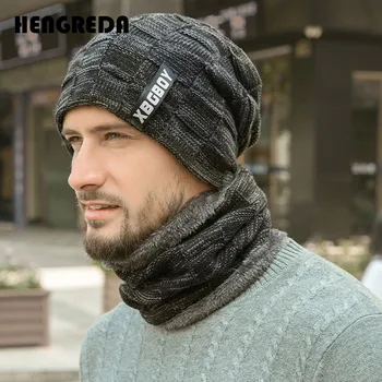 2019 Winter Beanie Hats Scarf Set Warm Knit Hat Skull Cap Neck Warmer with Thick Fleece Lined Winter Hat and Scarf for Men Women 1